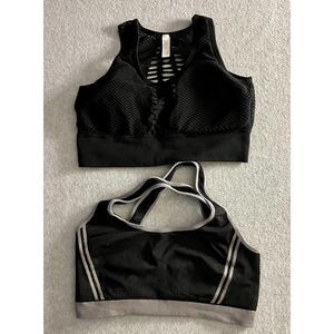 Set of 2 Womens Sports Bras Black Seamless Racerback Size Medium